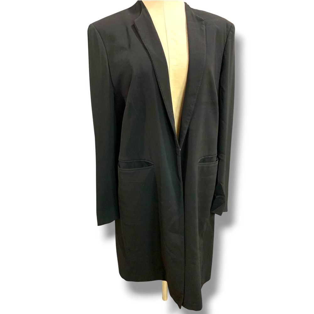 Size 14W Lauren Ralph Lauren 1990s Womens Longline Blazer Jacket Black